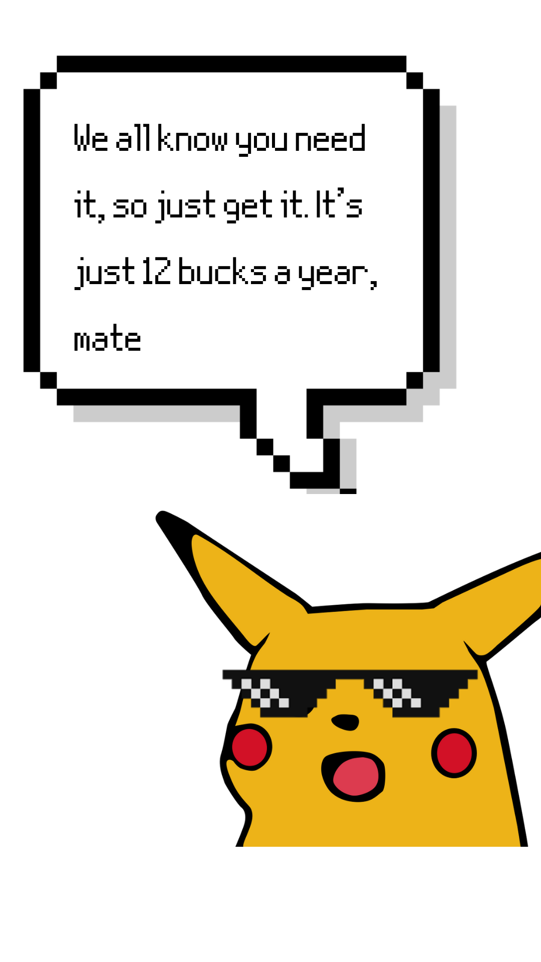 Swindate's Mascot is my a Pikachu who is trying to convince you to get the subscription